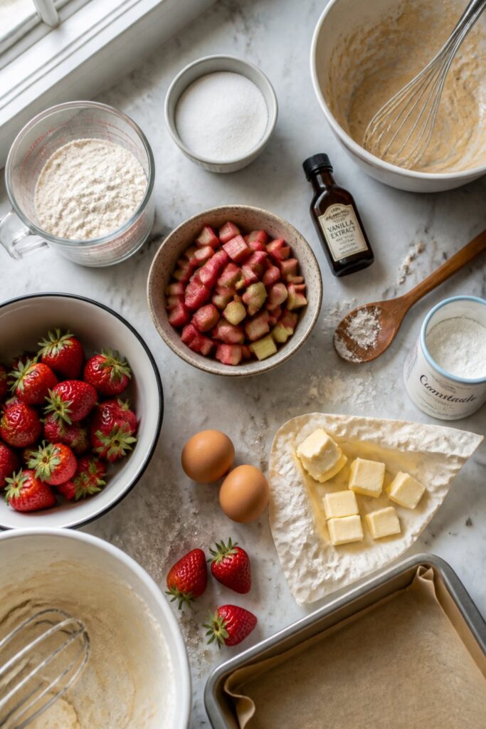 Strawberry Rhubarb Crumb Bars Recipe