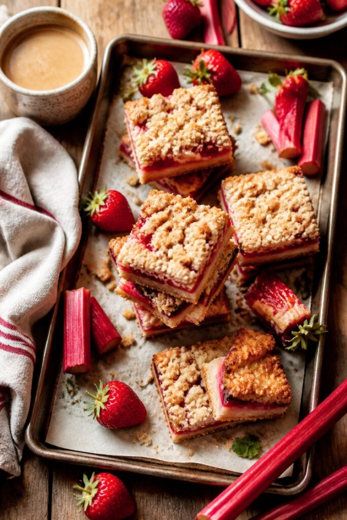 Strawberry Rhubarb Crumb Bars Recipe