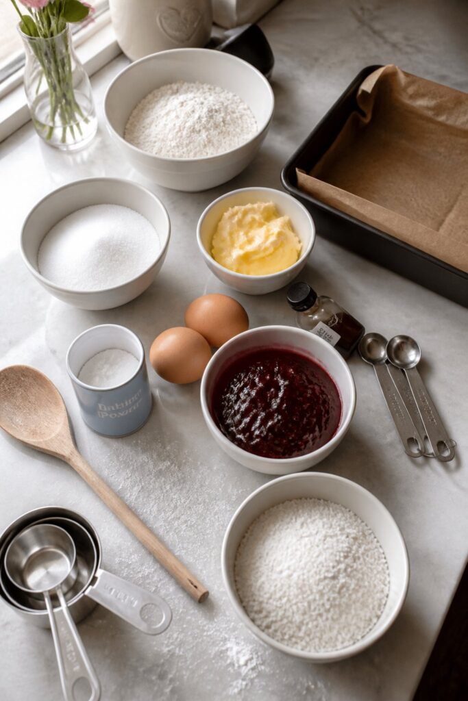 Mary Berry Jam and Coconut Tray Bake Recipe