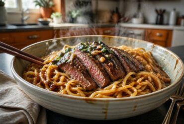 Garlic Butter Steak Lightning Noodles Recipe