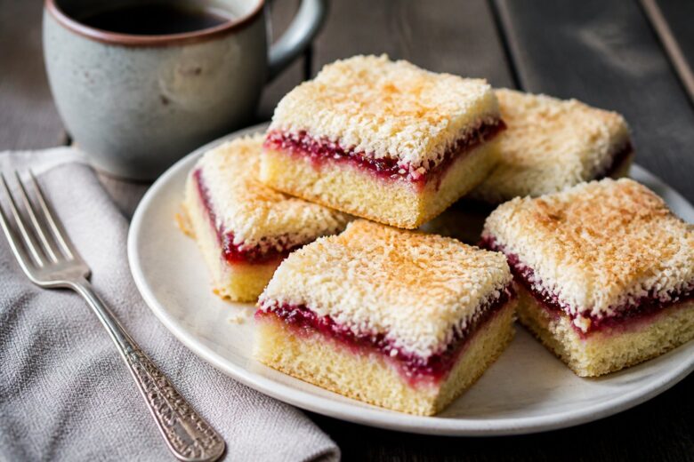 Mary Berry Jam and Coconut Tray Bake Recipe
